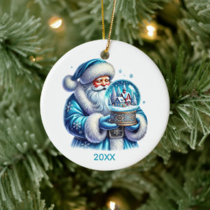 Décoration En Céramique boule à neige de Noël Santa ajouter message année