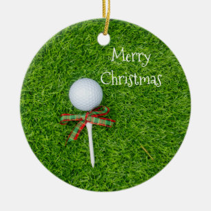 Décoration En Céramique Boule de golf avec tee de Noël pour les vacances d