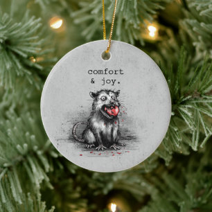 Décoration En Céramique Boule de Noël en verre brisé par un opossum trash