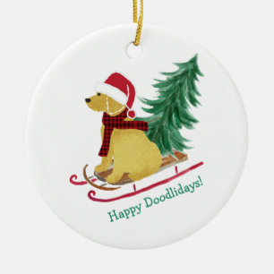 Décoration En Céramique Boule de Noël Goldendoodle personnalisée