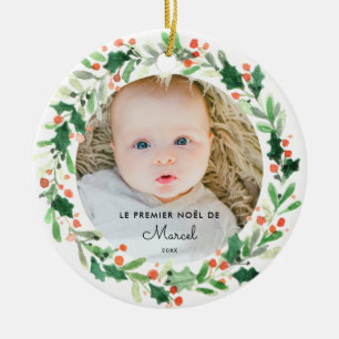 Décoration En Céramique Boule De Noël Personnalisée 1er Noël de Bébé