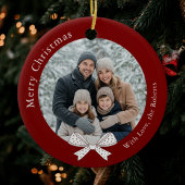 Décoration En Céramique Boule de Noël unique Bow Ball Red Photo