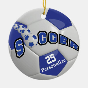 Décoration En Céramique Boule de soccer bleu foncé   Personnaliser