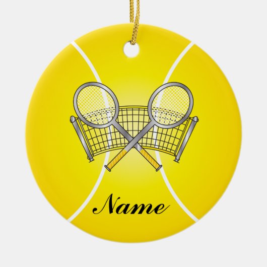 Décoration En Céramique Boule de Tennis Jaune Personnaliser (Devant)