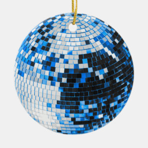 Décoration En Céramique Boule disco rétro scintillement paillettes bleu an