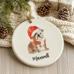 Décoration En Céramique Bouledogue anglais Noël