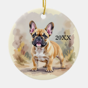 Décoration En Céramique Bouledogue français couleur fauve marron Chien mig