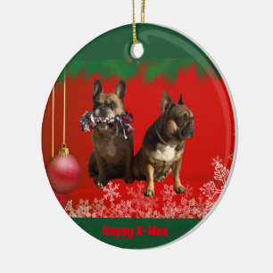 Décoration En Céramique Bouledogue français Joyeux Noël Bouledogue