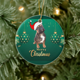 Décoration En Céramique Bouledogue français Joyeux Noël Bouledogue