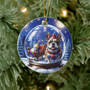 Décoration En Céramique Bouledogue français Noël French Bullog