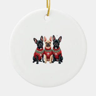 Décoration En Céramique Bouledogues français de Noël Frenchie de Noël