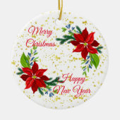 Décoration En Céramique Bouquet floral Poinsettia, Joyeux Noël (Devant)