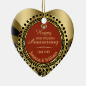 Décoration En Céramique Bourgogne & Or 50e anniversaire de Mariage (Droite)