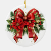 Décoration En Céramique Bow de Noël Festif Rouge et Or (Dos)