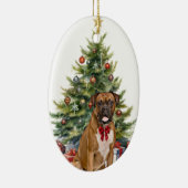 Décoration En Céramique Boxer à l'arc rouge de Noël (Droite)