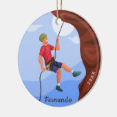 Décoration En Céramique Boy Rock Climbing Illustration Name & Year Dated (Gauche)