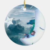 Décoration En Céramique Boy & Seahorse Fishing on the Moon (Dos)