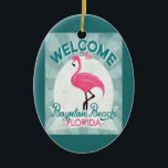 Décoration En Céramique Boynton Beach Florida Flamant rose rose Retro<br><div class="desc">Boynton Beach Florida rose flamingo. Dans le style d'affiches de voyage vintage,  il dit "Welcome To Boynton Beach,  Florida" en rose,  blanc et vert menthe turquoise.</div>
