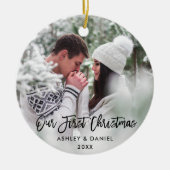 Décoration En Céramique Bracelet moderne Script Couple Notre Premier Noël (Devant)