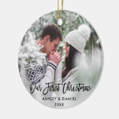 Décoration En Céramique Bracelet moderne Script Couple Notre Premier Noël (Gauche)