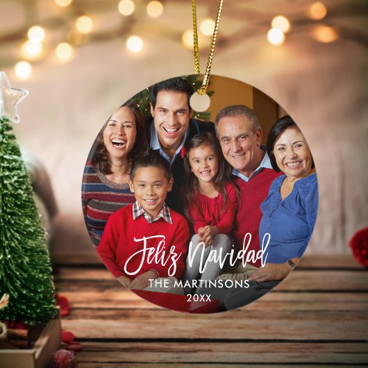 Décoration En Céramique Bracelet Script Feliz Navidad Photo Rouge Retour