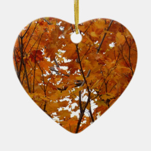 Décoration En Céramique Branches de feuilles d'érable I Automne orange