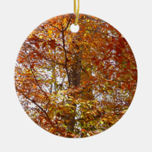 Décoration En Céramique Branches de feuilles orange Nature automnale
