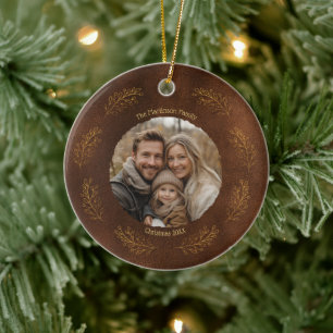 Décoration En Céramique Branches dorées élégantes Famille Photo Noël Marro