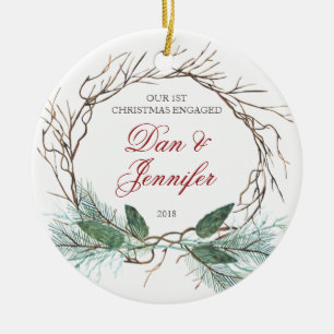 Décoration En Céramique Branches et fiancé engagé premier par Noël de pin