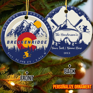 Décoration En Céramique Breckenridge Colorado Drapeau Montagne Ski Souveni