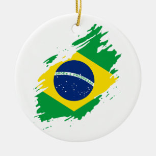 Décoration En Céramique Brésil Drapeau Déchiré Fierté Nationale Sport Fans