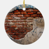 Décoration En Céramique Brique Rouge Sous Graffiti Mur de ciment Lacée (Dos)