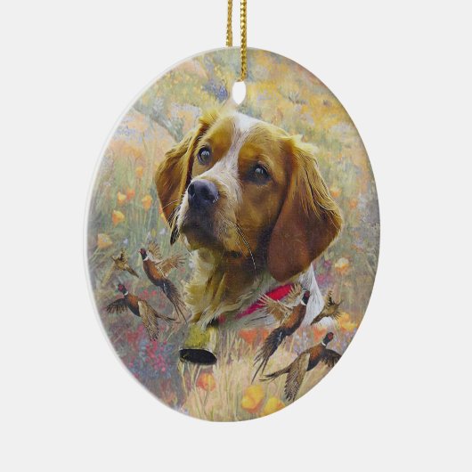 Décoration En Céramique Brittany Spaniel Art, Chasse de faisan (Droite)