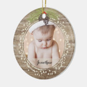 Décoration En Céramique Broderie de pin de Noël rustique & Berries (Gauche)