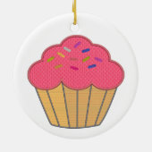 Décoration En Céramique Broderie Faux Cupcake fraise Imprimer (Dos)