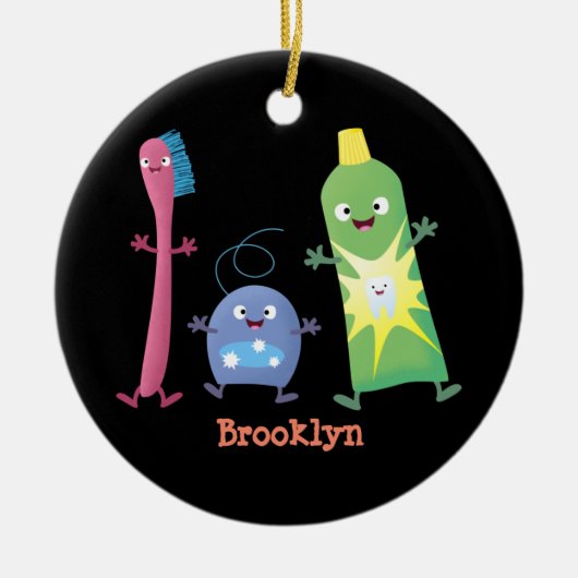 Décoration En Céramique Brosse à dents mignonne dentifrice dentaire soie d (Devant)