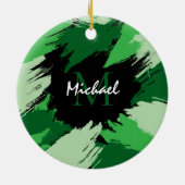 Décoration En Céramique Brosse nuances de nom vert avec monogramme (Dos)