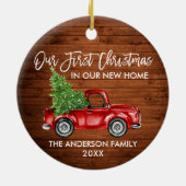 Décoration En Céramique Brosse Script Bois Premier Noël Nouveau Camion (Dos)