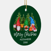 Décoration En Céramique Brosse Script Noël Aquarelle Gnomes Vert (Droite)