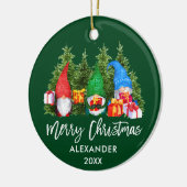 Décoration En Céramique Brosse Script Noël Aquarelle Gnomes Vert (Gauche)