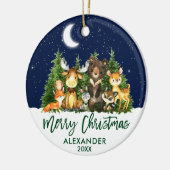 Décoration En Céramique Brosse Script Noël Bois Forêt Animaux (Gauche)