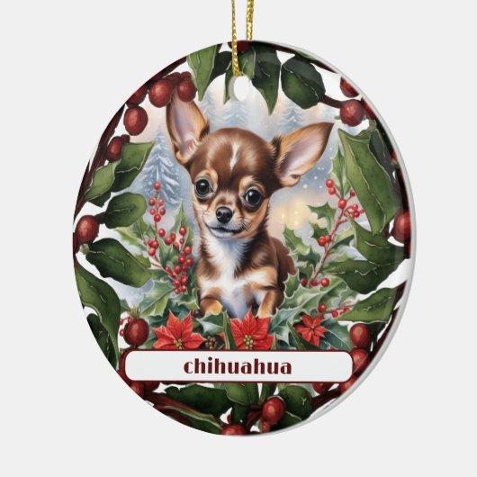 Décoration En Céramique Brown Chihuahua Puppy Holiday Noël personnalisé (Gauche)