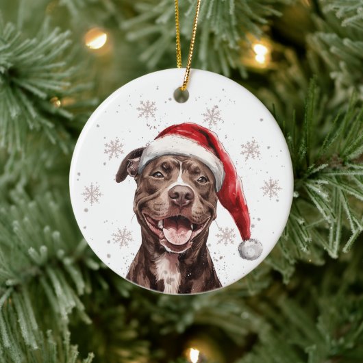 Décoration En Céramique Brown Pitbull Dog Christmas Personalized (Arbre)