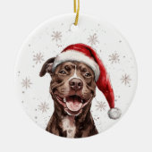 Décoration En Céramique Brown Pitbull Dog Christmas Personalized (Devant)
