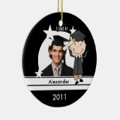 Décoration En Céramique Brunette Boy Diplômé Customisé Photo Keepsaké (Droite)
