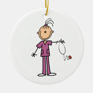 Décoration En Céramique Brunette Stick Figure Nurse