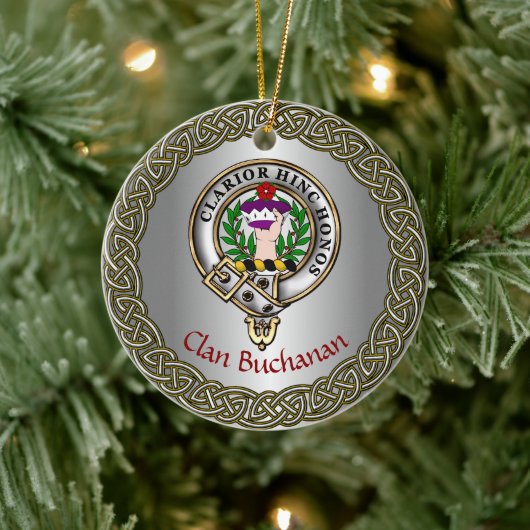Décoration En Céramique Buchanan Clan Badge & Tartan Thistle Personalized (Arbre)