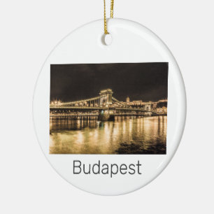 Décoration En Céramique Budapest avec le Pont à Chaînes Panorama Vintage