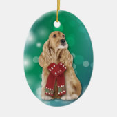 Décoration En Céramique Buff Cocker Spaniel Chien Bokeh Noël (Devant)