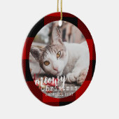 Décoration En Céramique Buffalo Plaid Chat Meowy Photo de Noël (Droite)